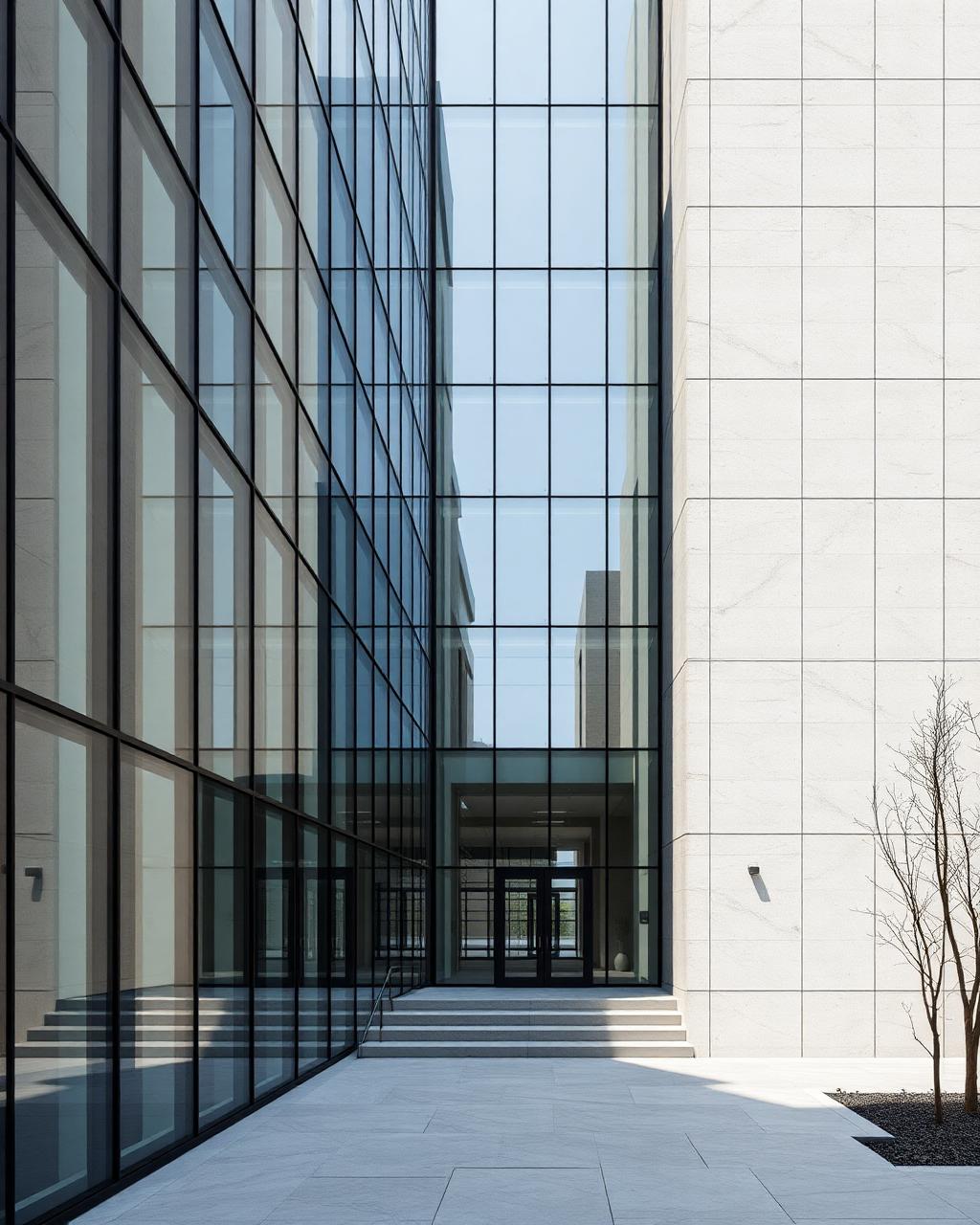 Modern corporate architecture with glass facade